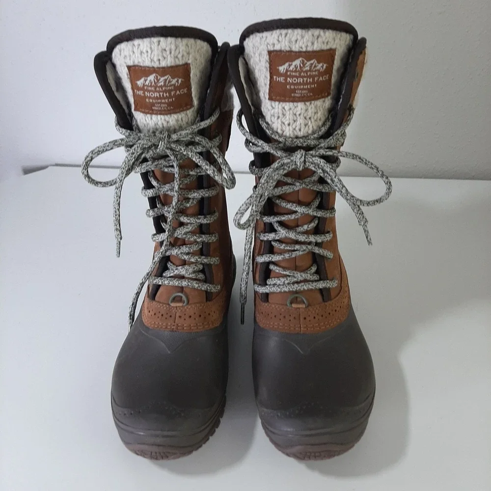 The North Face Shellista II Mid Waterproof Winter Boots Brown Knit Womens‎